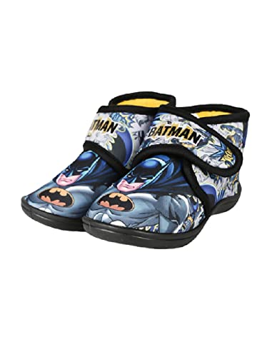  Scarpetta Asilo \' BATMAN \' con stampa Pantofole invernali Bimbo da Casa chiusura a Strappo (NERO, 21, numeric_21)