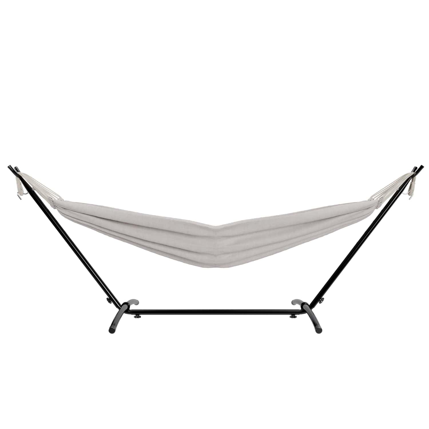 GARMIO® Hängematte beige mit Stahlgestell 270 x 110 x 105 cm, 200 kg Tragkraft, klappbar, pflegeleicht, inkl. Zubehör & Tragetasche für Garten & Balkon