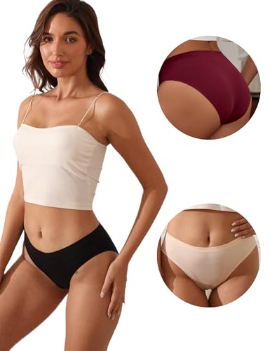 Image of Women's Seamless Underwear Stretch Bikini Panties No Show Invisible Hipster XS to 3XL 6 Pack