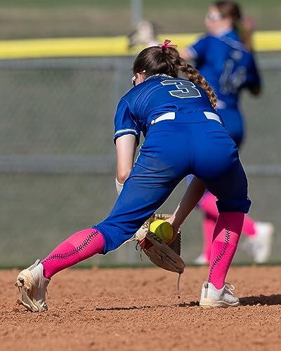 Youper Softball Socks w/Stitches for Youth Girls & Adult Women (2 Pairs)4