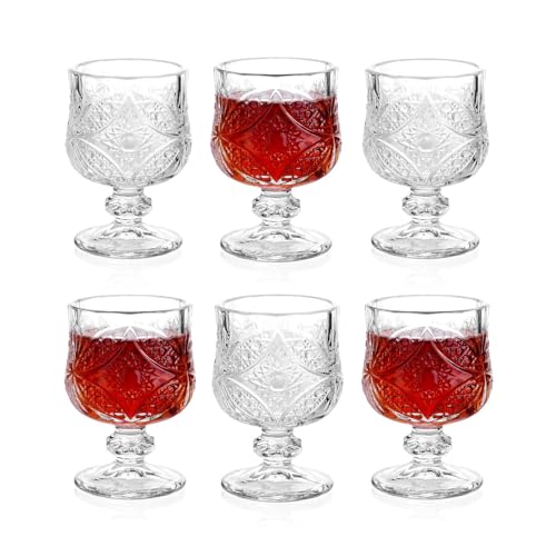 Image of bellemax Classy Shot Glass for Espressos, Spirits & Liquors,Whiskey, Vodka Shot, Tequila Shot, Wine Tasting, Cocktail Pour, Bar Accessory & Home Decor Parties Glasses Set of 6 (BR-03), 50 ml