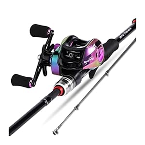 Visstang/visserspaal Hengel Reel Combo 1.8-2.1m Lokken hengel en 7.2: 1 Hoge snelheid Baitcasting Reel Set Vistuig Haspelcombo’s (Bundles : 1.8M and Left hand, Color : Rod Reel)