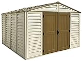 DuraMax 10.5ft x 10.5 ft Woodbridge Plus Vinyl Shed w/Foundation Kit & Window...