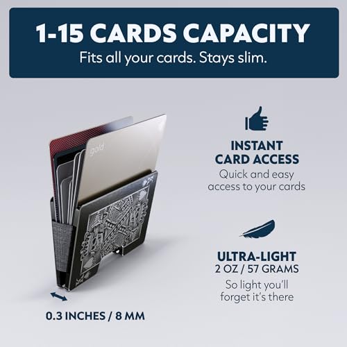 Image of 2.5D Printed Aluminum Wallet for Men: Slim Money Clip & Card Holder with Tactile Selective Varnish. Enhanced RFID Blocking, Compact, Unique & Minimalist, House of Cards | Skull King,