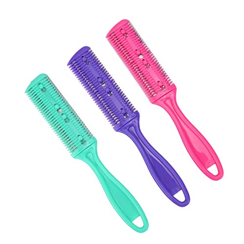 WEFOO Professional Trimmer Razor Dual Side Cutting Scissors DIY Hair Thinning Comb Slim Haircuts Cutting Tool Blade Barber Cut Hair Brush Tools, 3 Pack