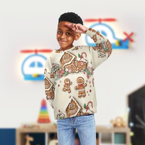 JUNZAN Gingerbread Candy Christmas Kids Girls Sweatshirt Hoodie Long Sleeve Hoodie for Boys Athletic 4T4