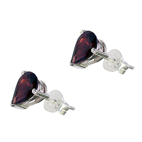 Pendientes de tuerca de granate natural en plata 925 con forma de pera 4