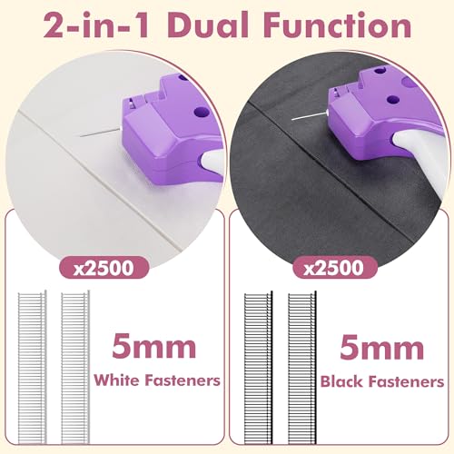 Image of Stitch Gun for Clothes, Tagging Gun, Quick Clothing Fixer, Violet | 5000 Fasteners, 0.04 inch Fine Needle, 6 Needles, Portable, Handheld, Compact, Lightweight, Easy to Use, Versatility, Durable