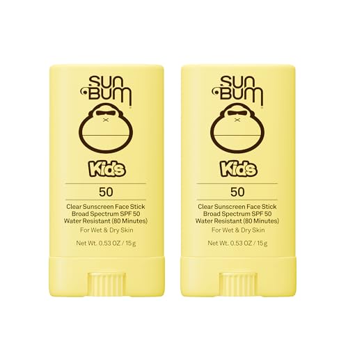 Image of Sun Bum Kids SPF 50 Clear Sunscreen Face Stick | Wet or Dry Application | Hawaii 104 Act Compliant (Octinoxate & Oxybenzone Free) Broad Spectrum UVA /UVB Sunscreen | 0.53 oz (Pack of 2)