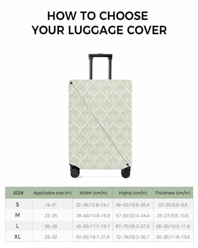 Travel Luggage Cover Spandex Elastic Suitcase Cover for Luggage, Scratch Proof Luggage Cover Protector for Trunk Case 26-28 Inch Luggage, Artistic Plant Texture Green3