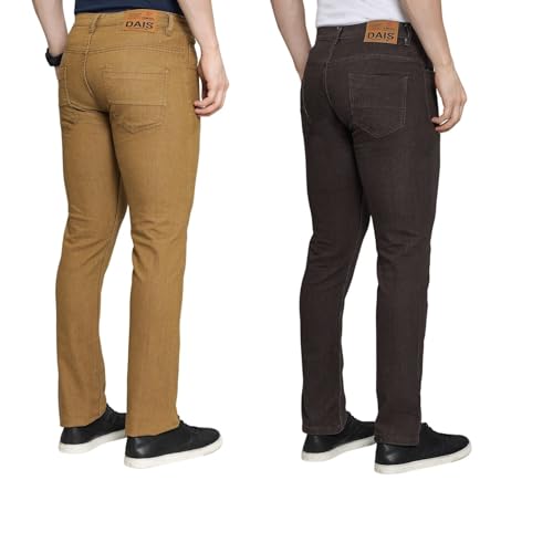 Image of DAIS Men's Stretchable Slim Fit Mid Rise Jeans, Pack of 2, (Combo of 2 Jeans)