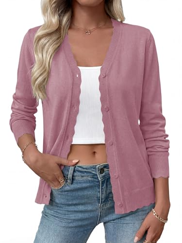 onlypuff Cardigan Sweaters Women Open Front Trendy Fall Outfit PinkPurple S - image 2