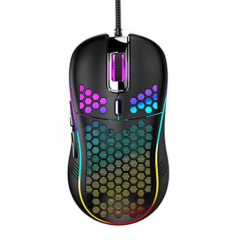 VidFair Ratón de juegos con cable, ligero USB Gaming Ratón, 7200 DPI ajustable con cable ratón para juegos con 6 botones programables para PC Gamers y Xbox, negro Cover