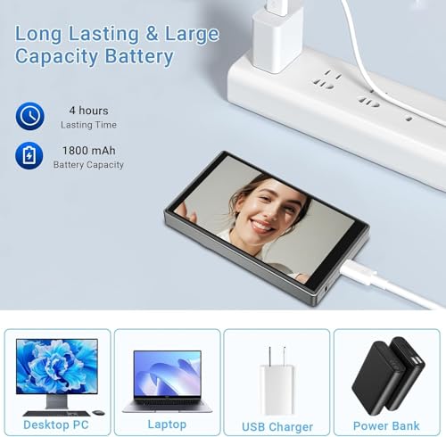 Image of Magnetic Phone Vlog Selfie Monitor Screen,Back Camera Selfie Monitor,1080P Wireless Recording,for Selfie Vlog Live Broadcast,Compatible with iPhone and Android System(Black)