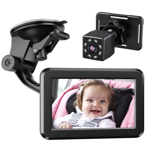 Image of Itomoro Baby Car Mirror, Back Seat Baby Car Camera with HD Night Vision Function Display, Reusable Sucker Bracket, Wide View, 12V Cigarette Lighter, Easily Observe The Baby’s Move
