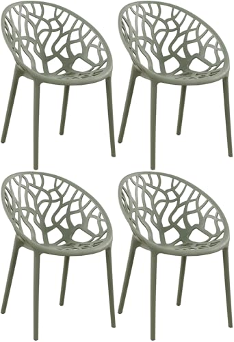 CLP 4er Set Gartenstühle Hope Kunststoff I Stapelstühle wetterfest und...