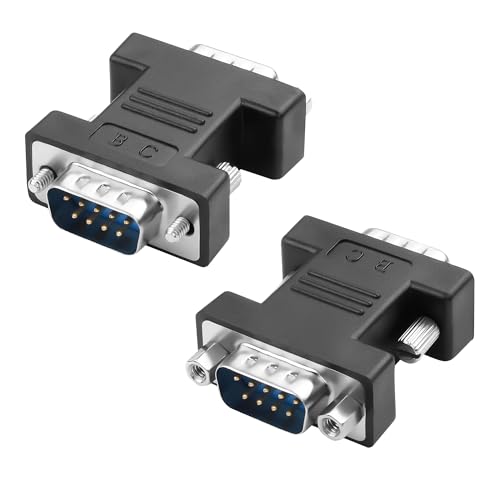 MEIRIYFA 9Pin RS232 DB9 Gender Changer Coupler Adapter, DB9 9 Pin Male to Male Serial Connector Converter DB9 9 Pin RS-232 Serial Connector - 2Pack (M-M)