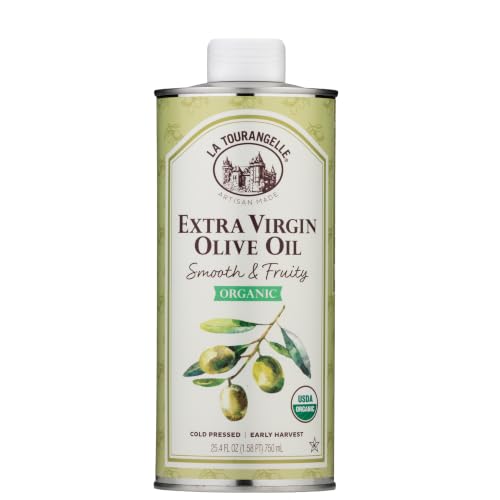 La Tourangelle, Organic Extra Virgin Olive Oil, Cold-Pressed, Smooth &amp; Fruity, Early Harvest for High Antioxidants From Spain, 25.4 Fl Oz