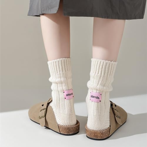 Image of Benefeet Sox Crew Socks for Women Retro Cotton Ribbed Knit Casual Socks Solid Color Athletic Sock