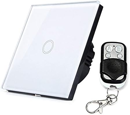 86mm 1 Gang 1 Way gehard glas Panel Wall Switch Smart Home Light Touch Switch Met RF433 Remote Controller, AC 110V-240V Huangchuxin (Color : White)