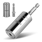 Universal Socket, 1Stage Multi-function 7-19MM Universal Socket Adapter Self-Adjusting Ratchet Wrench Bushing Set Power Drill Adapter Socket Set, Professional Repair Tool