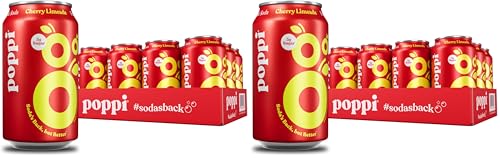 Image of POPPI Sparkling Prebiotic Soda, Beverages w /Apple Cider Vinegar, Seltzer Water & Fruit Juice, Cherry Limeade, 12oz (24 Pack) (Packaging May Vary)