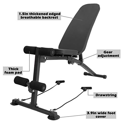 Utnmdd Bench press Weight Bench,Adjustable Bench,Strength Training Bench,Foldable Incline Decline Exercise Workout Bench,Utility Weight Bench with 7 Positions for Home Gym