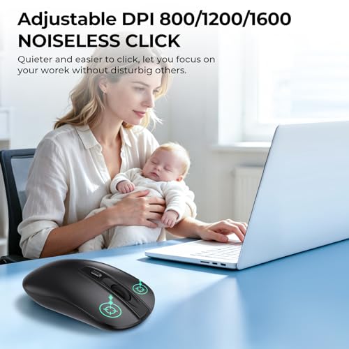 Image of cimetech Wireless Mouse for Laptop, Portable Slim Silent Design for Left & Right Hand Users, Storable Nano Receiver, 800-1600 DPI, 2.4G Compact Computer Mice for MacBook, PC, Windows, Chromebook