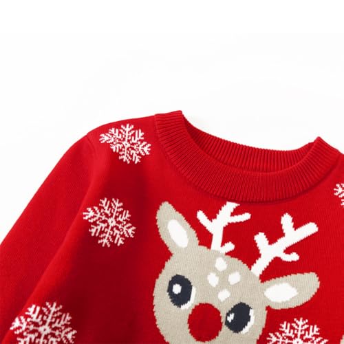 Girl Ugly Christmas Sweater - Boy Double Layer Knitted Reindeer Holiday Xmas Pullover Sweater Kids 2-9 Years Old3