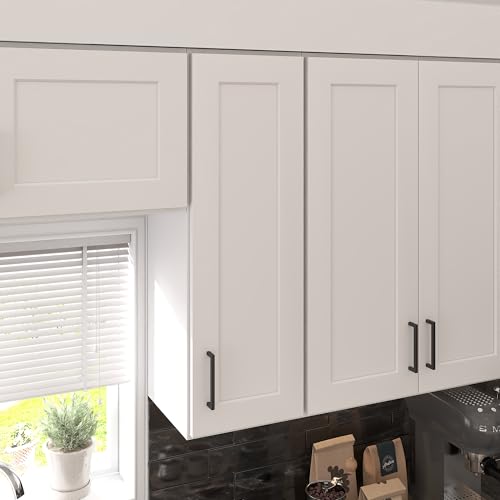 Image of Furinno Shaker Wall Kitchen Cabinet 1-Door-2 Shelves, Ready to Assemble, 12 D x 12 W x 36 H, White