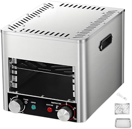 1700W Electric Steak Broiler - Stainless Steel Smokeless Indoor Grill with 10-Tier Adjustable Rack & 10 Grilling Slots - Multi-Purpose Countertop BBQ Oven for Family Cooking