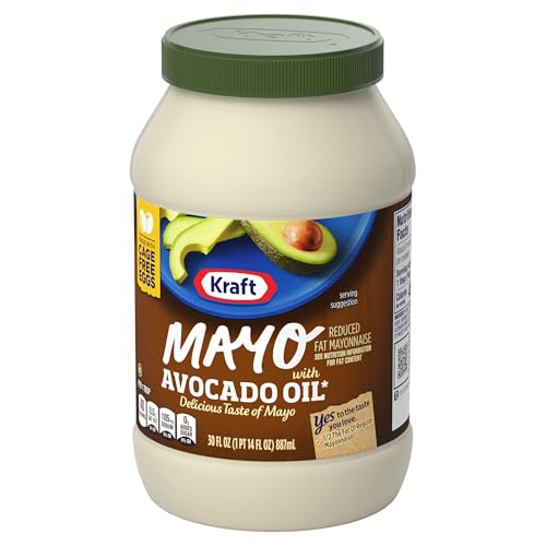 Image of Kraft Mayo with Avocado Oil Reduced Fat Mayonnaise - Classic Creamy Condiment for Sandwiches and Salads, Made with Cage-Free Eggs, For a Keto and Low Carb Lifestyle, 30 fl oz Jar