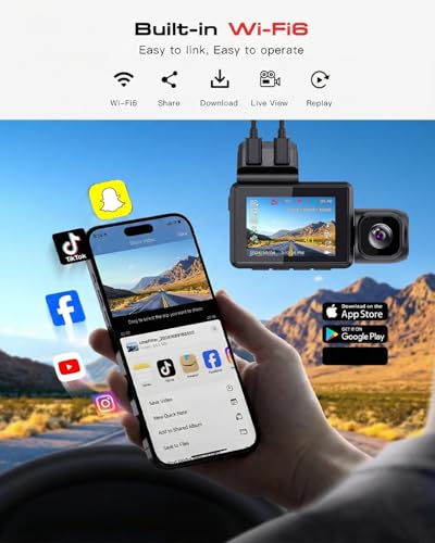 Image of Carlizem 4K STRAVIS 2 675 3 Channel Dash Cam with STARVIS 2, 4K Front + 1080p Rear + Cabin, GPS, Night Vision, Wi-Fi, 140 Wide Angle, Loop Recording, 2 inch IPS, Built in GPS