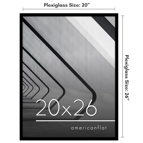 Americanflat 20x26 Picture Frame with Polished Plexiglass - Streamline Collection - Thin Border Picture Frame for Wall Display - Hanging Hardware Included - Black