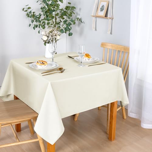 DWCN Rectangle Table Cloth - Ivory Washable Polyester Waterproof Rectangular Tablecloth for Dining Room Tables, Stain Resistant and Spillproof Table Cover, 54 x 54 Inch by DWCN - Image 5