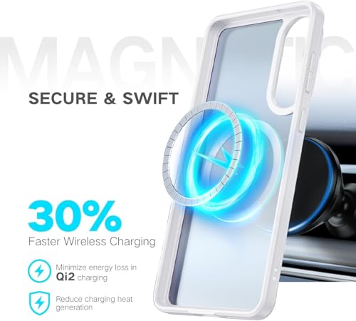 Image of DIZORO Compatible with Samsung S25 Edge 5g Case, Wireless Charging, Non Yellow Military-Grade Drop Protection & Hard PC Back Cover Slim Transparent Anti-Scratch Shockproof Phone Case (White)