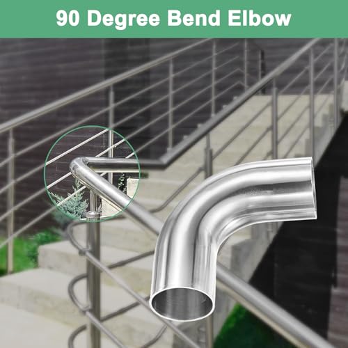 M METERXITY OD 1.5 Zoll 90 Grad Mandrel Bend Bogen Verstärkt 1.5 Mm 304 Edelstahl Auspuffkrümmer Für Auto Tuning Auspuffanlage Treppengeländer Bogen Höhe 90 Mm