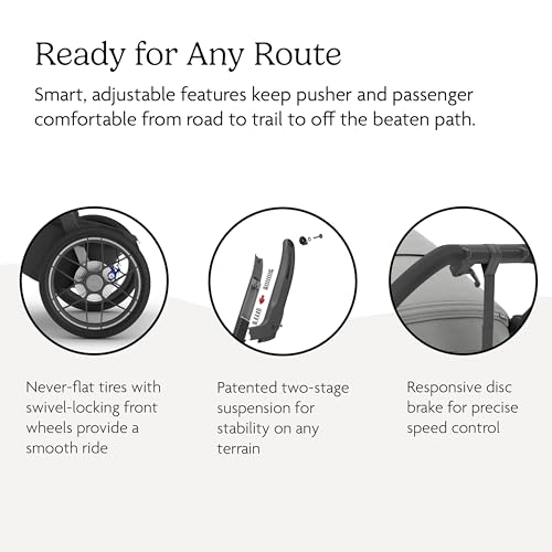 Image of UPPAbaby Ridge V2 Jogging Stroller | All-Terrain Performance Suspension + Never-Flat Tires Built for Walking, Running + Trails | Water Bottle Holder Included | Savannah (Pearl Grey | Carbon Frame)