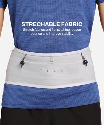 Image of TEGO Pacer Running Belt | Bounce-Free Tubular Run Belt with Expandable Pockets | 4-Way Stretch | Jacket /Pole Carry Straps | Reflective Details | Lightweight 62g | Trail & Road Running Waist Pack