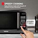 TOSHIBA ML-EM09PA(BS) Small Microwave Oven with 6 Auto Menus, Mute Function & Child Lock, LED Lighting, Perfect for Apartment, 0.9 Cu Ft, 10.6 Inch Removable Turntable, 900W, Black Stainless Steel - Image 5