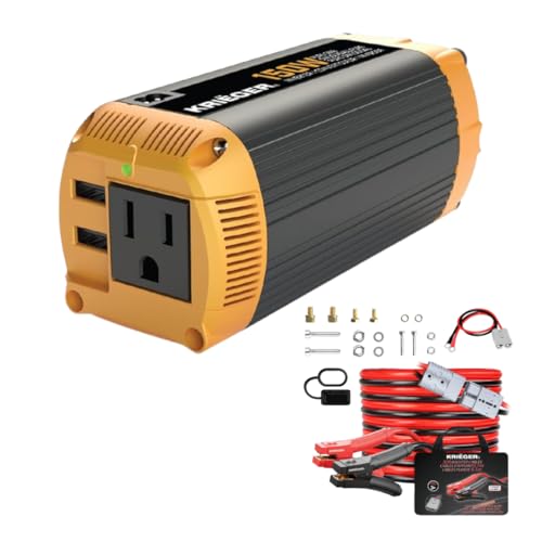 Image of Krieger Emergency Vehicle Kit -Includes 150 Watt Pure Sine Wave Power Inverter + 30 Ft 2 AWG Jumper Cables