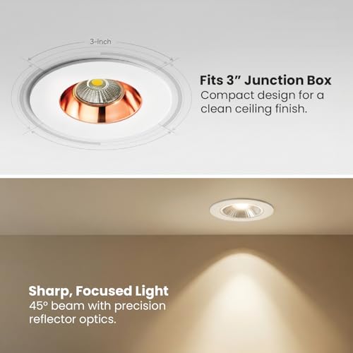 Image of wipro Alpha 7W NovaSpot COB, Gold Finish | Warm White | 3-inch Cutout, Junction Box Compatible |High Voltage & Surge Protection | Focused Light Beam for Living Room, Showroom, True-Ceiling, Pack of 1