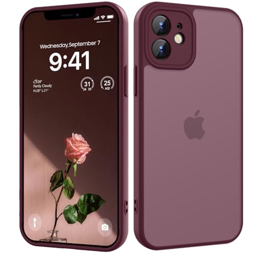 HGH für iPhone 11 Hülle Vollständiger Kameraschutz Stoßfest Kratzfest Anti-Fingerabdruck Transluzente Rückseite Matt Handyhülle für iPhone 11 Case 6 1 Zoll Dunkel Rot