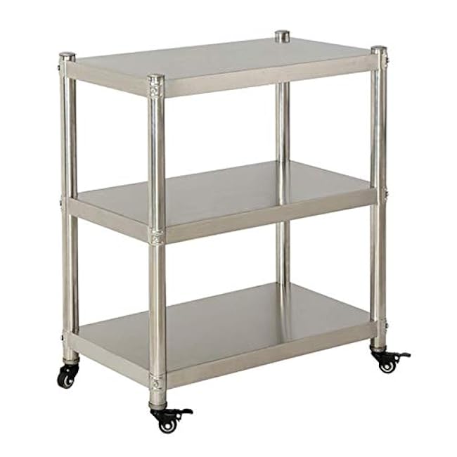 2 Shelves Kitchen Trolley Stainless Steel with Wheel Beauty Salon Cart Storage, Catering Trolley Serving Trolley Clearing Trolley,with Wine-m1zJ2Wvz