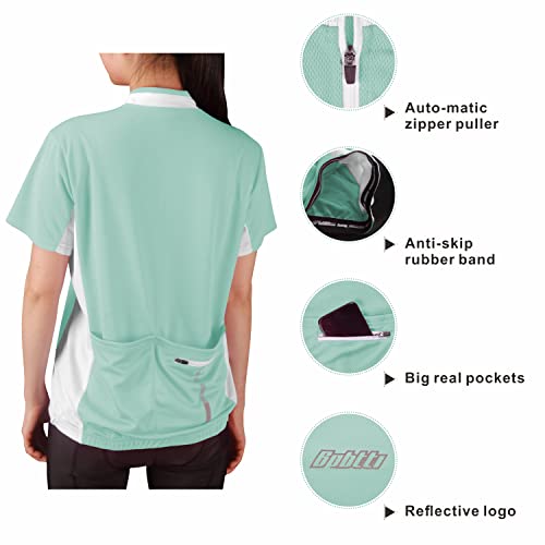 Bpbtti Women'S Cycling Jersey Half Zipper Breathable Bike Shirt Short Sleeve Biking Shirts 3 Real Pockets Upf Bicycle Top thumb #3