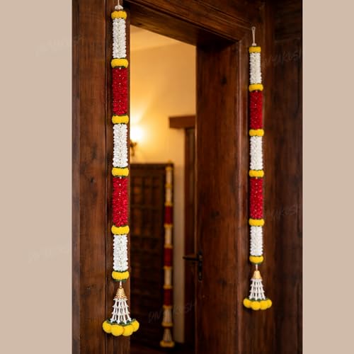 Image of Divyakosh Multicolour Artificial Flower Hanging - Set of 2 for Home Entrance, 5 Feet Long Decorative Flower Hanging, Pooja Room, Festival & Wedding Decor