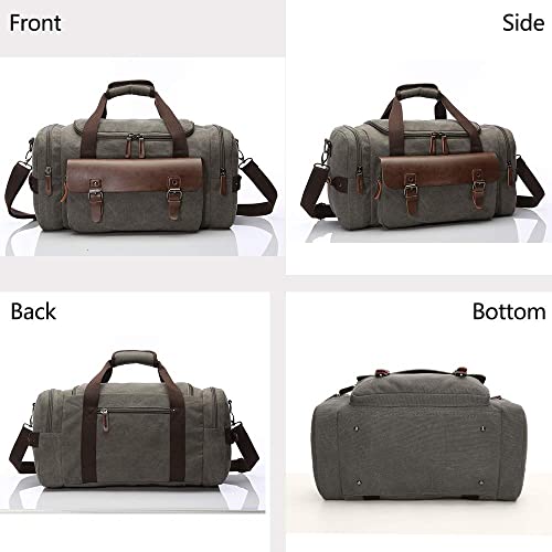 Duffle Bag Weekender Duffel Bag for Men and Women,Canvas Duffel Vintage Canvas Weekender Bag Travel Bag Sports Duffel with Shoulder Strap2