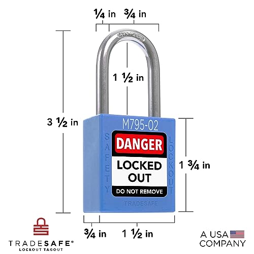 Image of TRADESAFE Lockout Tagout Locks Set with Master Keys - 10 Blue Loto Locks Keyed Different, 2 Keys Per Lock, Lockout Locks for Electrical Lockout Tag Out Kits