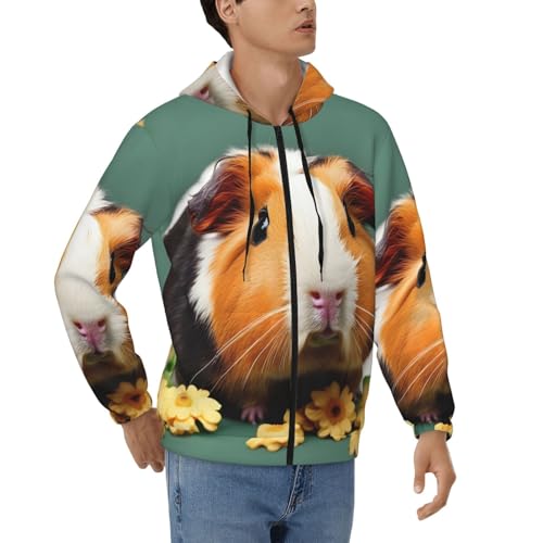 Sweat capuche zippé homme avec cordon et poches motif floral