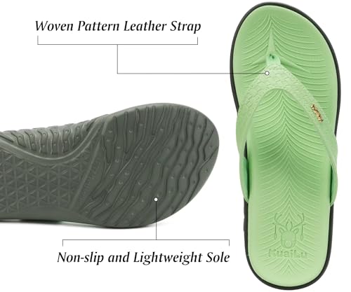 Image of KuaiLu Womens Flip Flops Arch Support Yoga Mat Cushioned Thong Sandals | Ladies Comfortable Walking Slides For Plantar Fasciitis Slip On Indoor Outdoor For Summer